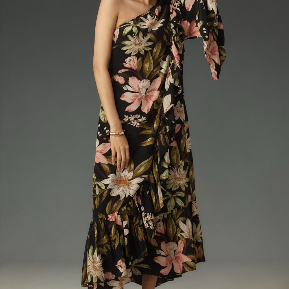 FARM Rio Black One-Shoulder Floral Ruffle Dress - Picture 4 of 5